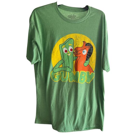 GUMBY retro thrashed grunge green tee oversized sz XL fits XXL - Picture 1 of 6